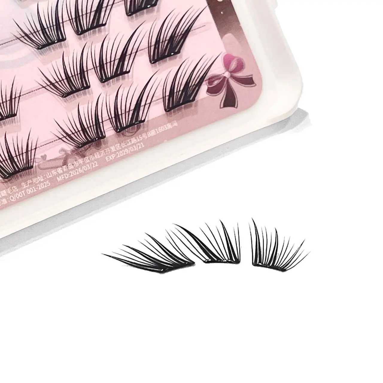Doudoutian Klebefreie, dünne Fox Upturn Slanted Lash Wimpernbücher mit transparentem, dünnem Band, leichte, ausgestellte Wimpernbüschel für den Augenlifting-Effekt, tägliches und Party-Make-up – Detail 6