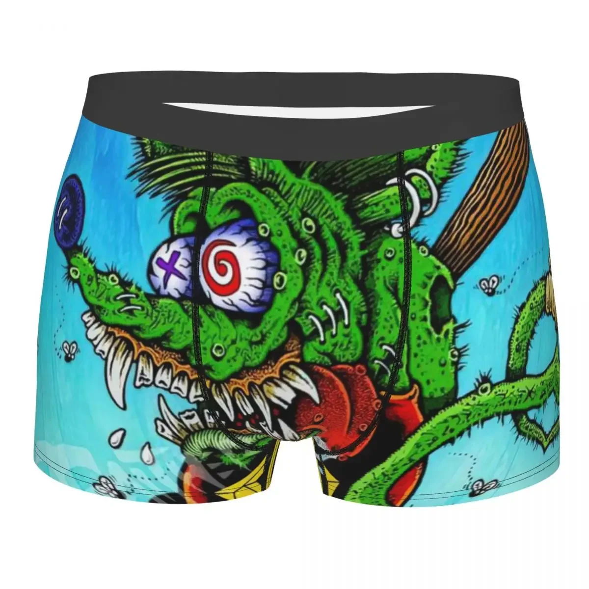 Masculino The Rat Fink Anime Boxer, Cuecas engraçadas dos desenhos animados, Roupa interior macia, Cuecas Shorts