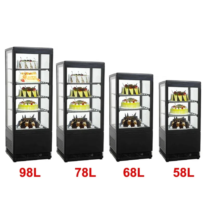 

Hot sale white Small glass showcase four sides glass refrigerator beverage display case drink fridge countertop display cooler