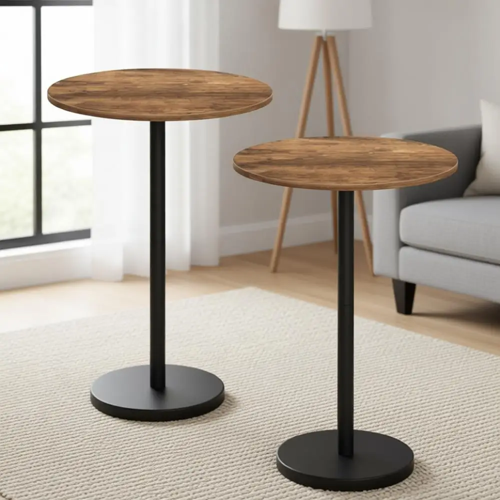 

Rustic Brown & Black 2-Piece Counter Height Bar Table Set for Dining & Living Spaces