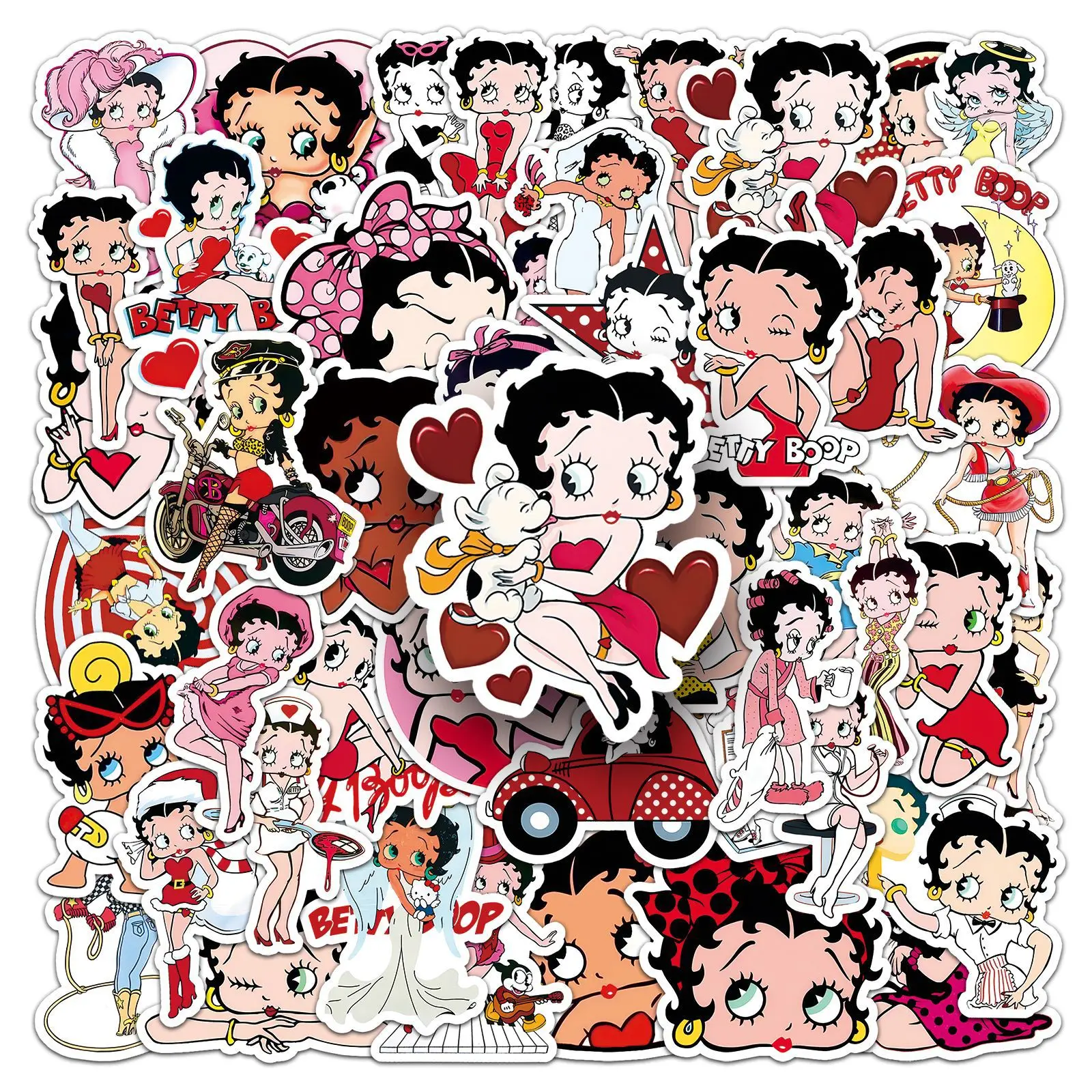 50pcs Miss Betty Cartoon Animation Character Peripheral Waterproof Decorative Notebook Computer Thermos Cup Sticker