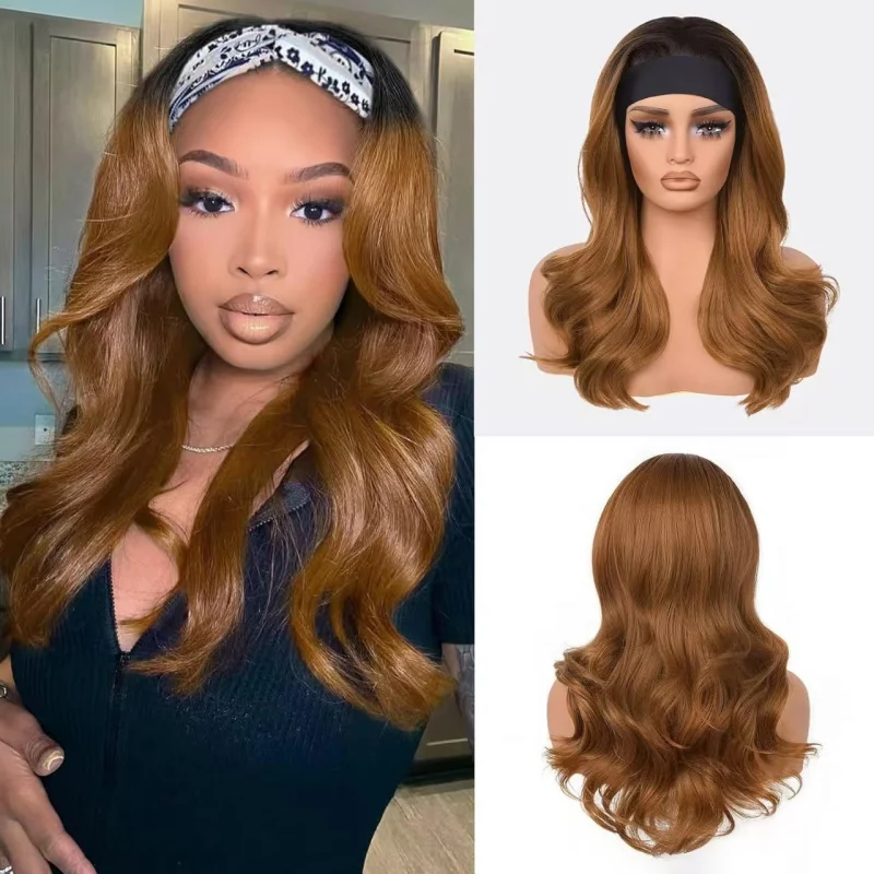 Headband for women with long hair, realistic full-head integrated , fluffy wavy wig - view 4