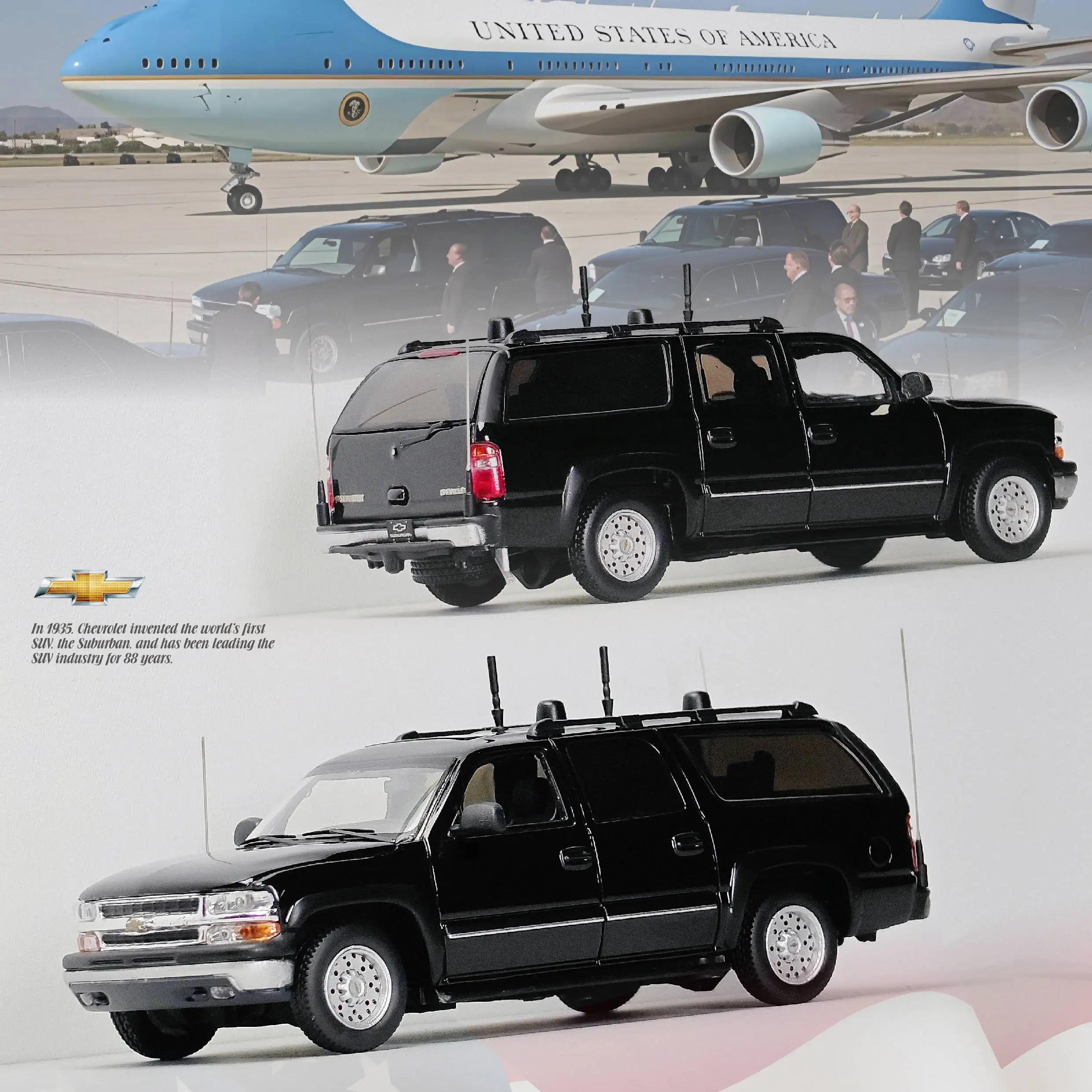 MK MINIATURES 1:64 2003 Chevrolet Suburban CIA Signal Jamming Vehicle Alloy Diecast Model Car Collectible Gift Ornament