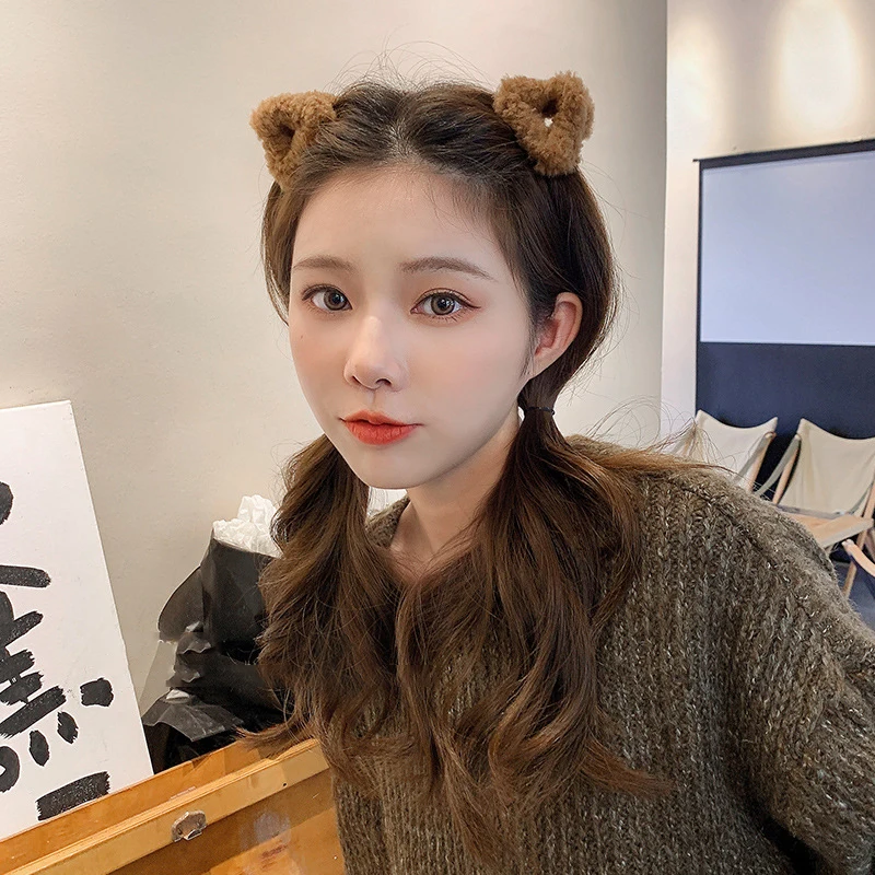 1Pcs Cute Soft Plush Cat Ears Hairpins Lovely Furry Animal Ears Hair Clip Forehead Bangs Hair Claws Sweet Girl Hair Accessories