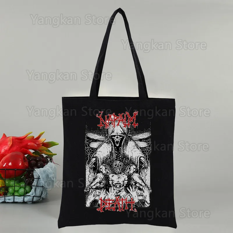 Napalm Death Women Package Elegant Canvas Bag Handbags Shoulder Bags Casual Shopping Girls Handbag Black