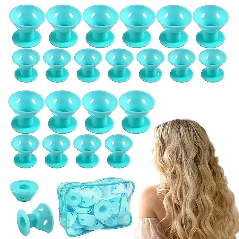20pcs PVC Mushroom Roller Bell Ball Hair Curlers Heatless No Damage Self Grip Styling Tools for Women Soft Sponge Curlers