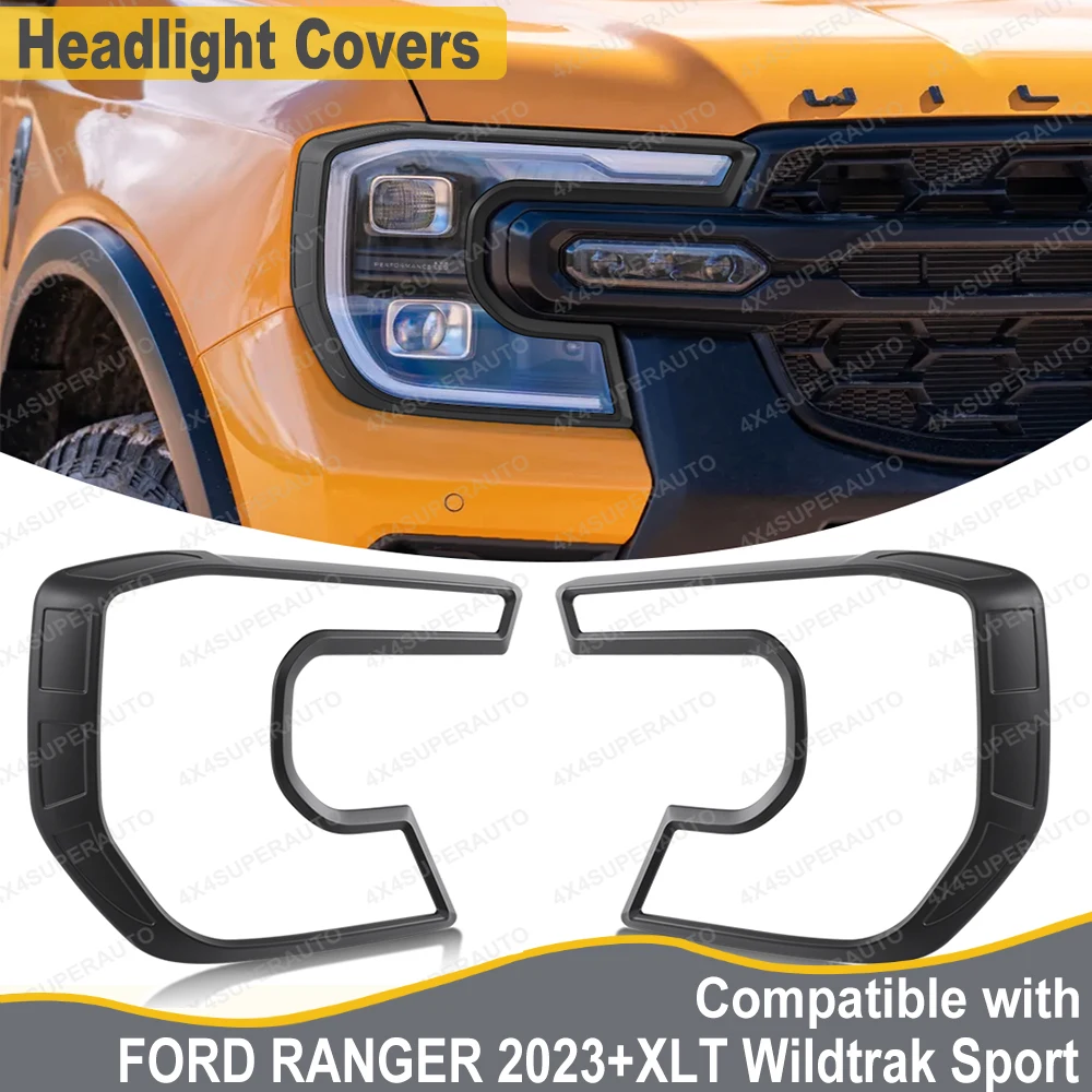 

Front Headlight Cover For Ford Ranger Raptor Next Gen 2023 2024 Wildtrak XLT Sport Lamp hoods Car Accessories