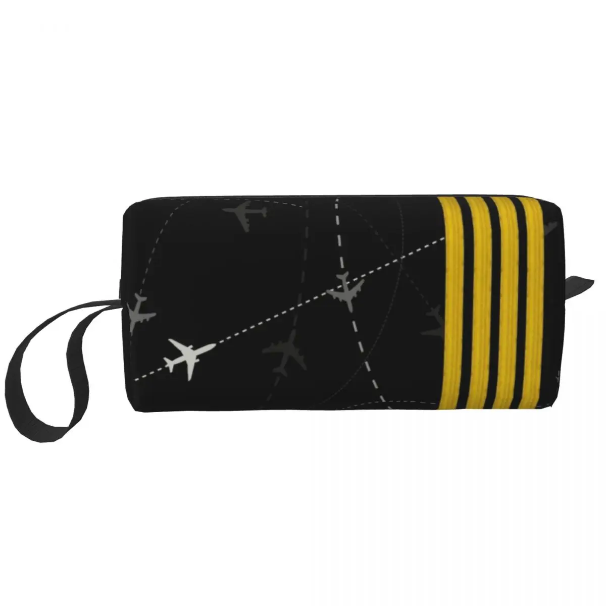 Travel Airplane Flight Routes Captain Stripes Toiletry Bag Fashion Aviation Aviator Pilot Cosmetic Makeup Organizer Beauty