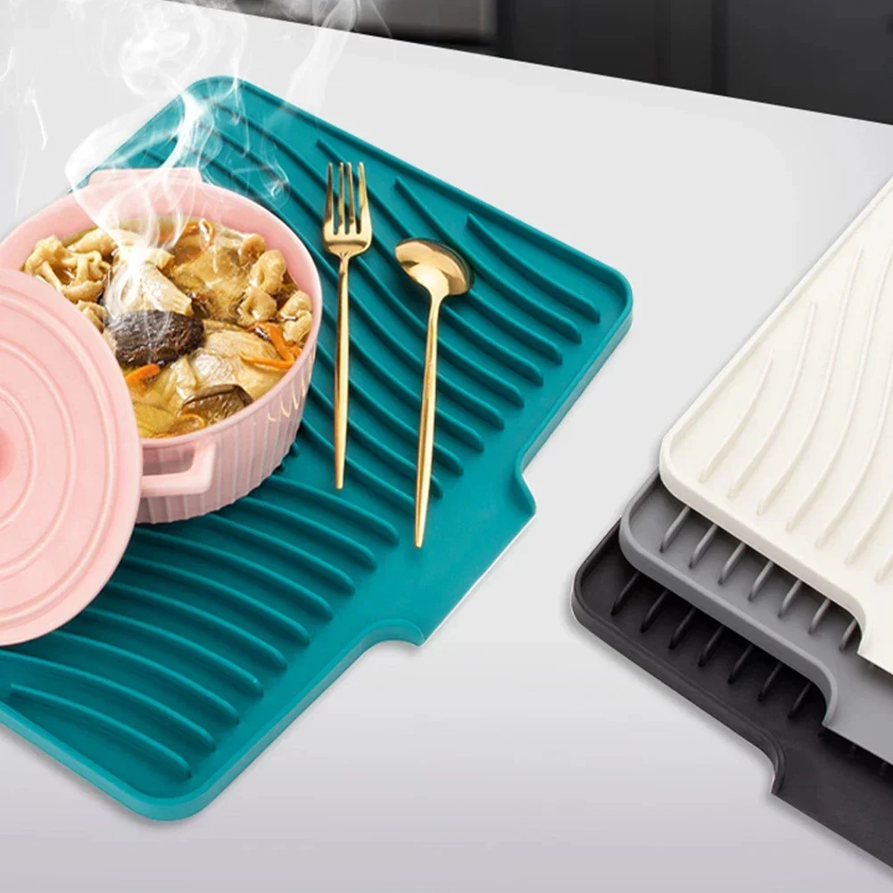 Kitchen Pan Tableware Coaster Glasses Home Eco-Friendly Drainer Mat Heat Resistant küche Foldable Silicone Dish Drying Drain Pad