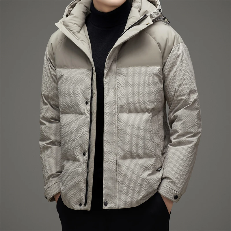 Classic 2024 Winter Men\'s Casual Hooded White Duck Down Jackets Outwear Loose Warm Puffer Coats Outdoor Windproof Down Garment