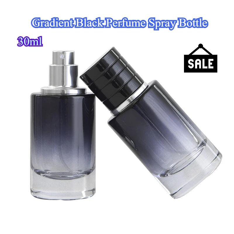 30ml Gradient Black Glass Perfume Spray Bottle Oval Atomiser Portable Cosmetic Travel Refill Perfume Bottle