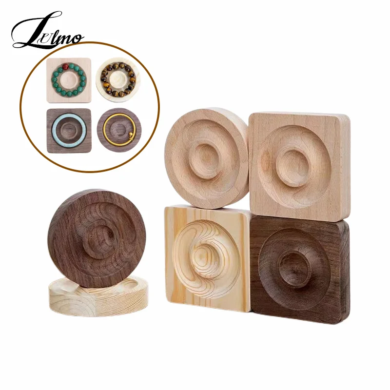 Wooden Color Jewelry Plate Tray Design Bracelates Rings Holder Display Case Crafts Gifts Organizer Beads Showcase Natural Board