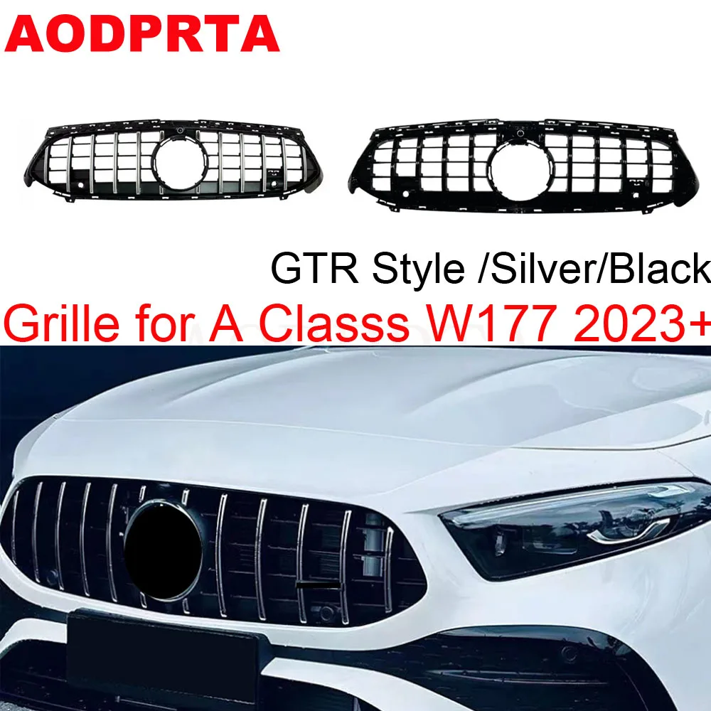 2023 2024 W177 Grille GTR GT Panamericana Style Front Grill Mesh Hood for Mercedes A Class V177 Facelift A180 A200