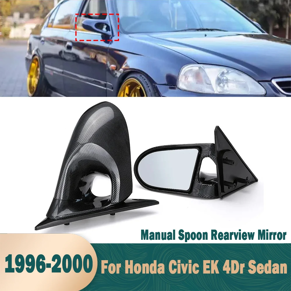 2pcs Spoon Style Adjustable Rearview Mirror For Honda Civic 4Dr Sedan 1996-2000 Car Door Side Wing View Mirror