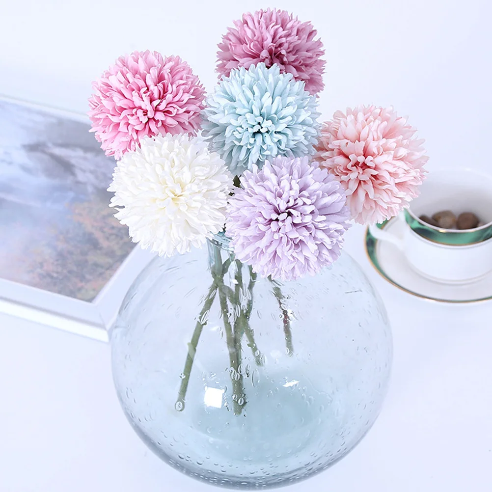 

10 Pcs Artificial Chrysanthemum Fake Bouquet Ornaments Flowers Ball for Decoration Stems
