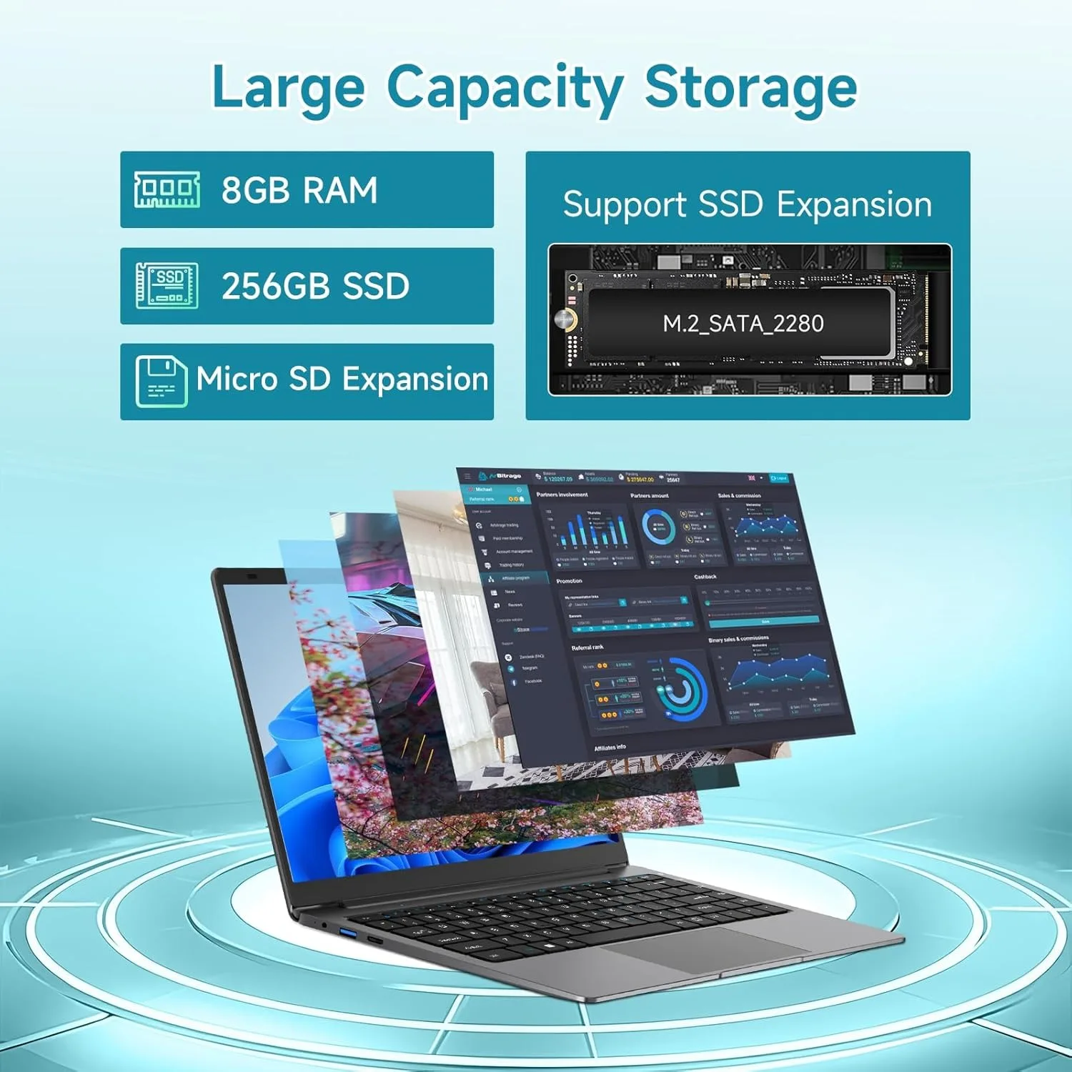 Bmax 14 inch Laptop Computer, 8GB RAM/256GB SSD, FHD IPS Display, Intel N5000 Processor Up to 2.7GHz, 2.4/5G WiFi, BT 5.0, Long