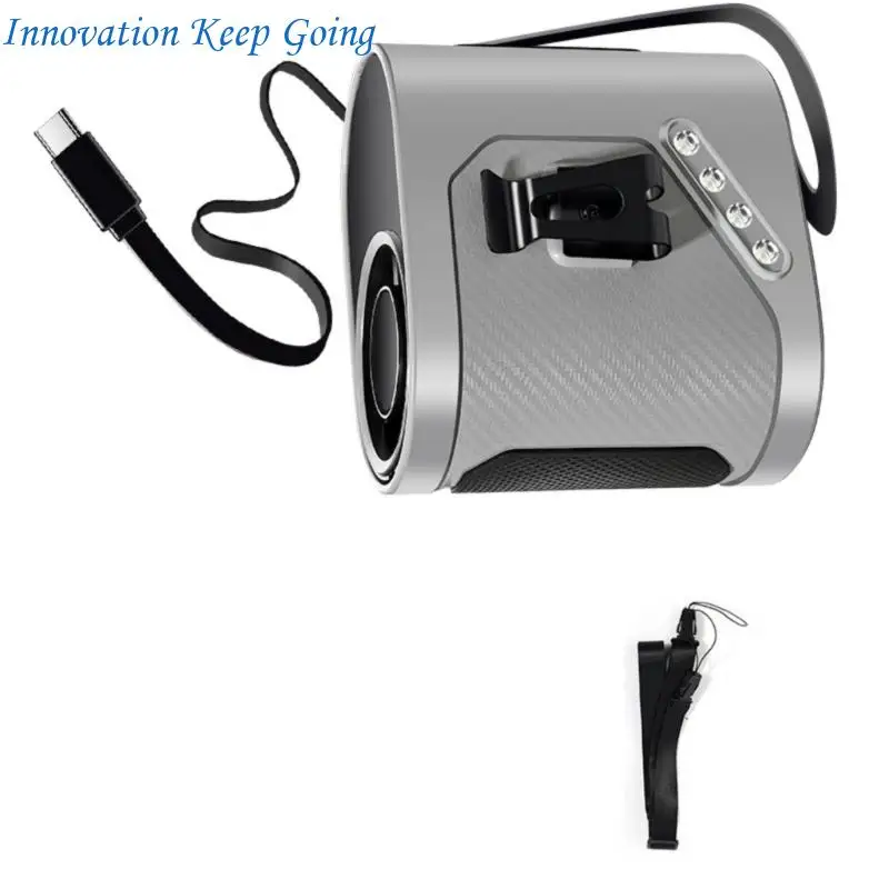 E65C Wearable Cooling Device 6000mAh Battery Power Waist Clip 100Wind Speed Retractable Charging Cable Camping Essential