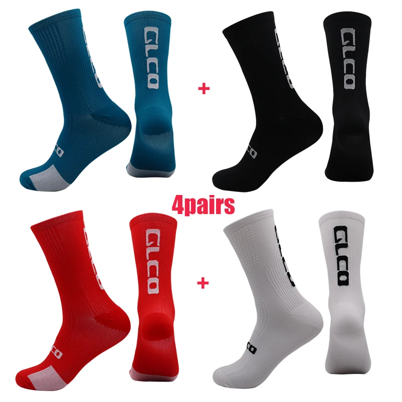 

4 пары профессиональных шоссейных велосипедных носков, компрессионные спортивные носки для мужчин и женщин