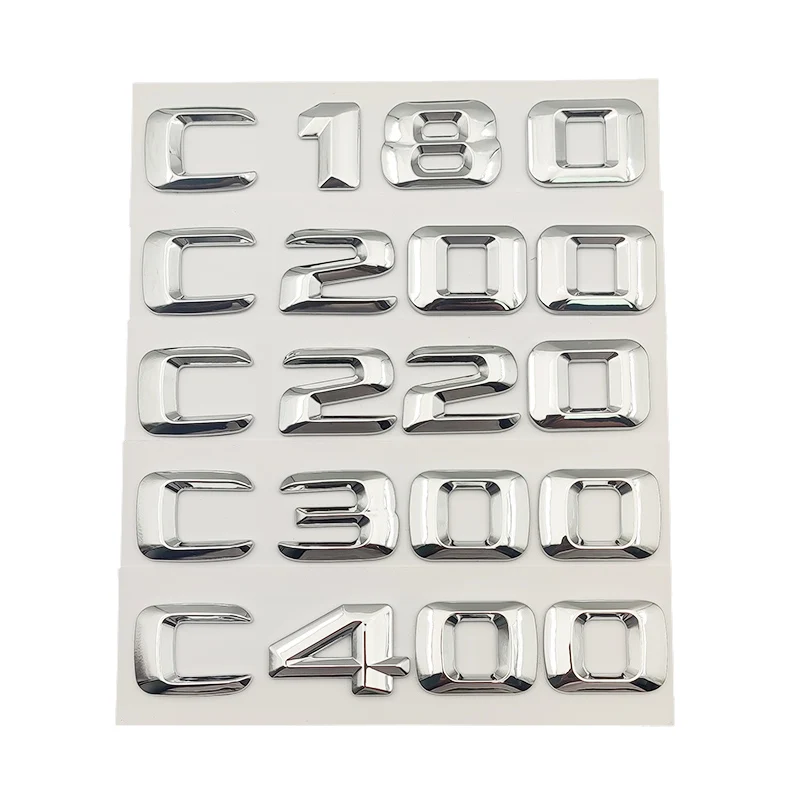 3D ABS Chrome Car Rear Trunk Emblem Badge Letters C180 C200 C220 C250 C300 C350 4MATIC Logo For W205 W204 Accessories