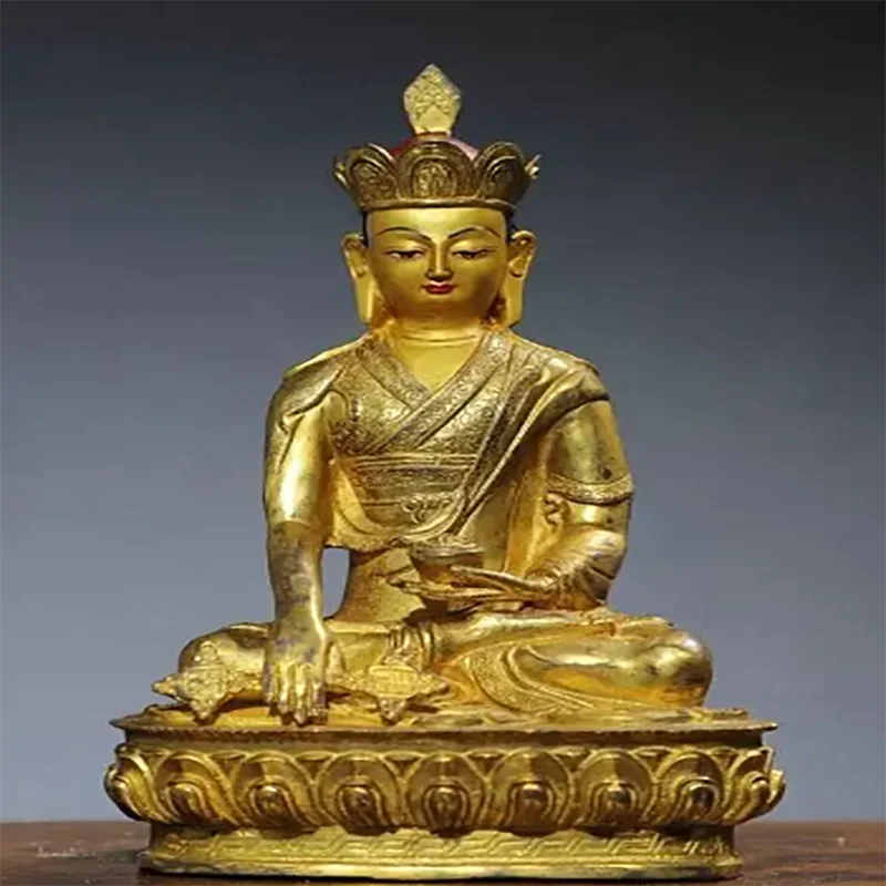 

Tibet Bronze Gilt Buddhism Je Tsongkhapa Guru Marpa Lama Teacher Statue