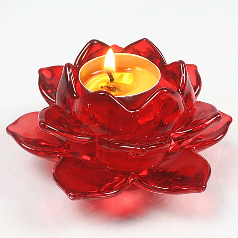 Colorful Crystal Glazed Candlestick Butter Lotus Lamp Holder High Temperature for Lamp Temple Household Candlestick
