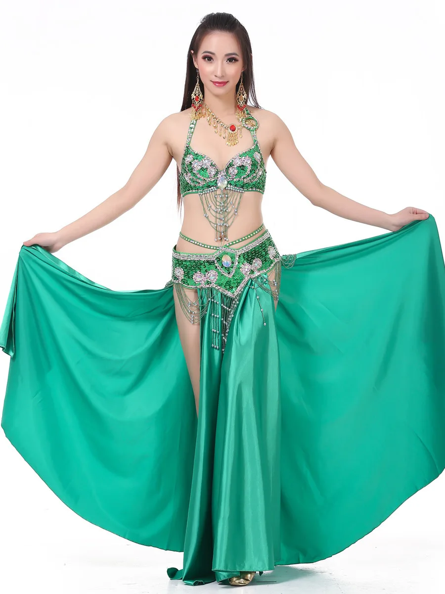 Sequins Gypsy Arab Dance Clothes Woman Jazz Solid Color Stage Costume Belly Suit Performance Latin Tassel Oriental Dancer Women