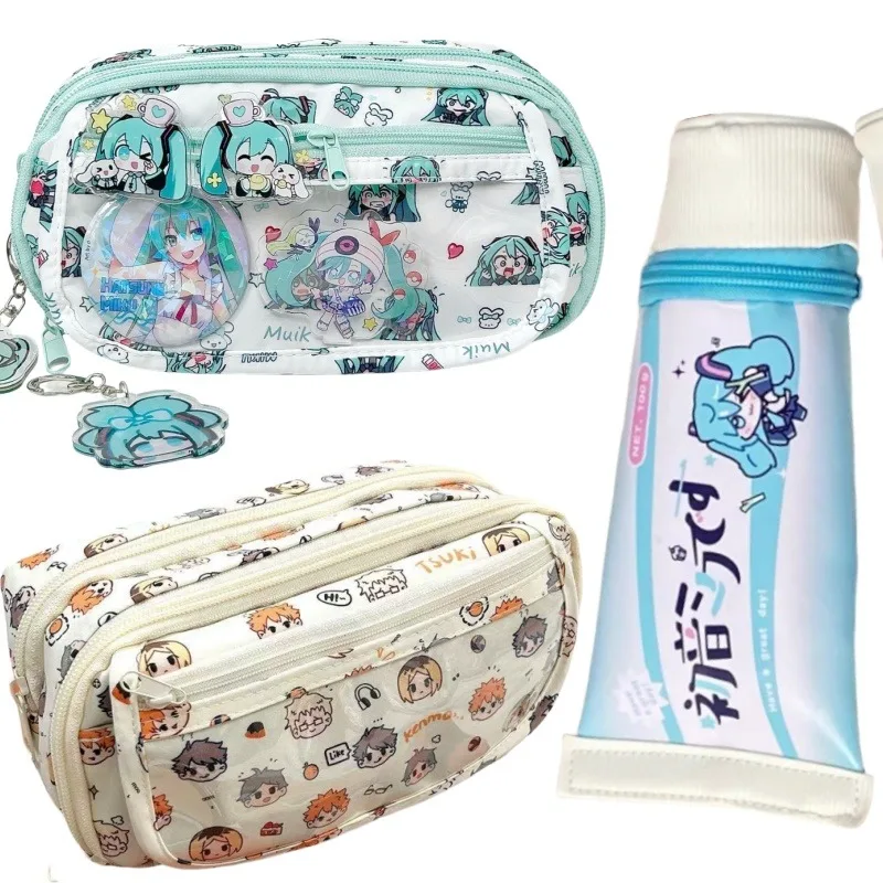 

Хайкю!! Чехол для ручек большой емкости, студенческие канцелярские принадлежности для хранения Hatsune Miku, чехол для ручки с имитацией зубной пасты, аниме, подарки с героями мультфильмов