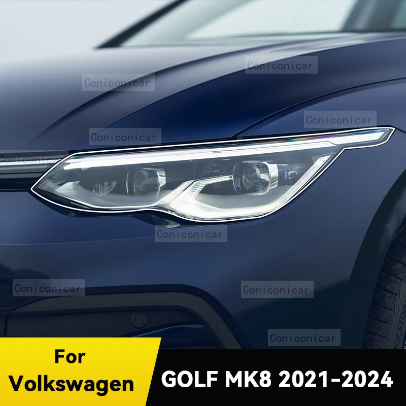 

For Volkswagen GOLF MK8 2021-2024 Car Headlight Protective Cover Film Front Light Transparent TPU Headlamp Accessories