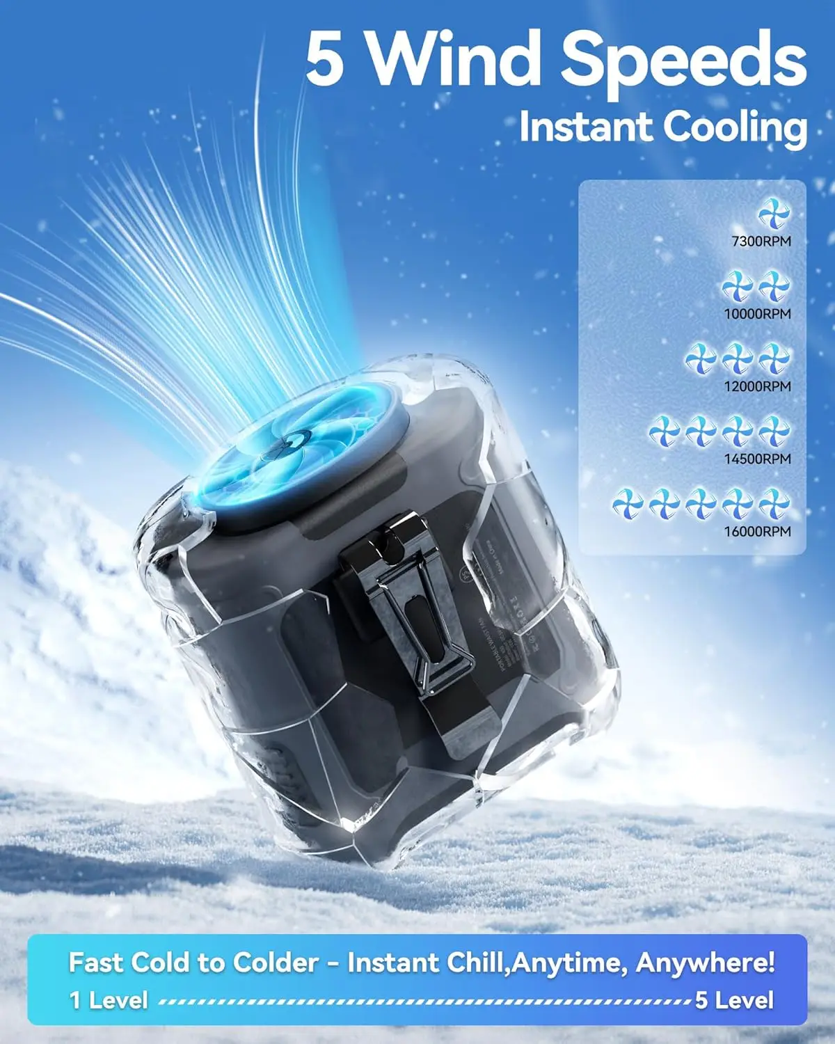 2026 New Upgrade AI Portable Waist Fan Rechargeable 10000mah Belt Shirt Clip On Fan For Body Cooling That Blow Cold Air 5 Speeds