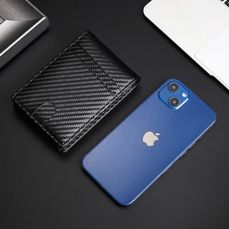 Nuovo portafoglio Airtag Borsa in vera pelle di lusso per custodia per carta d'identità Apple Porta carte da uomo in fibra di carbonio con etichetta aerea anti-smarrimento