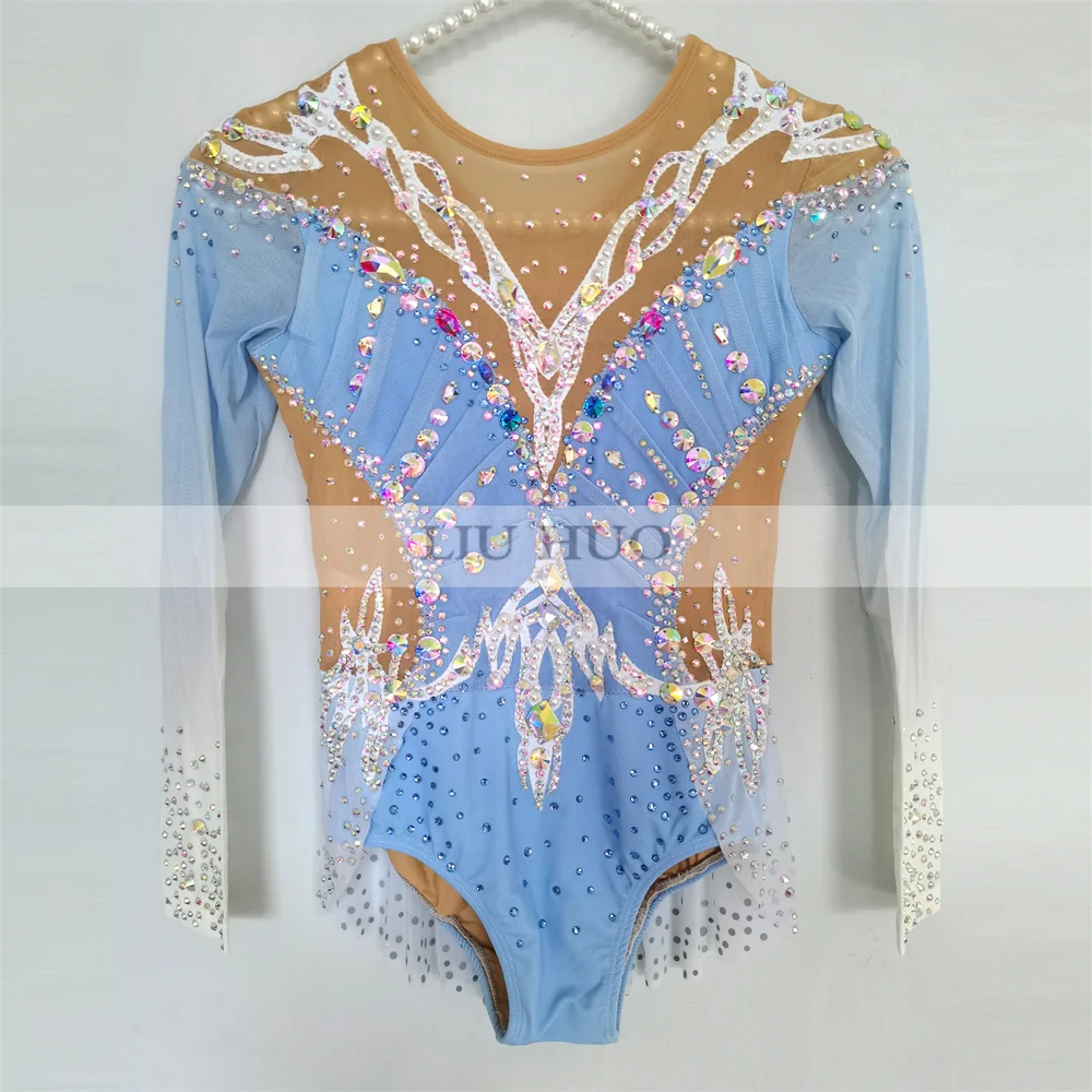 

LIUHUO Rhythmic Gymnastics Leotard Customize Adult Women Girl Costume Performance Competition Dance Dress Teen Multicolour Blue