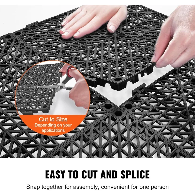 Happybuy Intertravando 50 PCS Azulejos de Drenagem Preta 12x12x0,5 Polegadas, Azulejos de Piso Externo paraPool Chuveiro Banheiro Deck Pátio Garagem