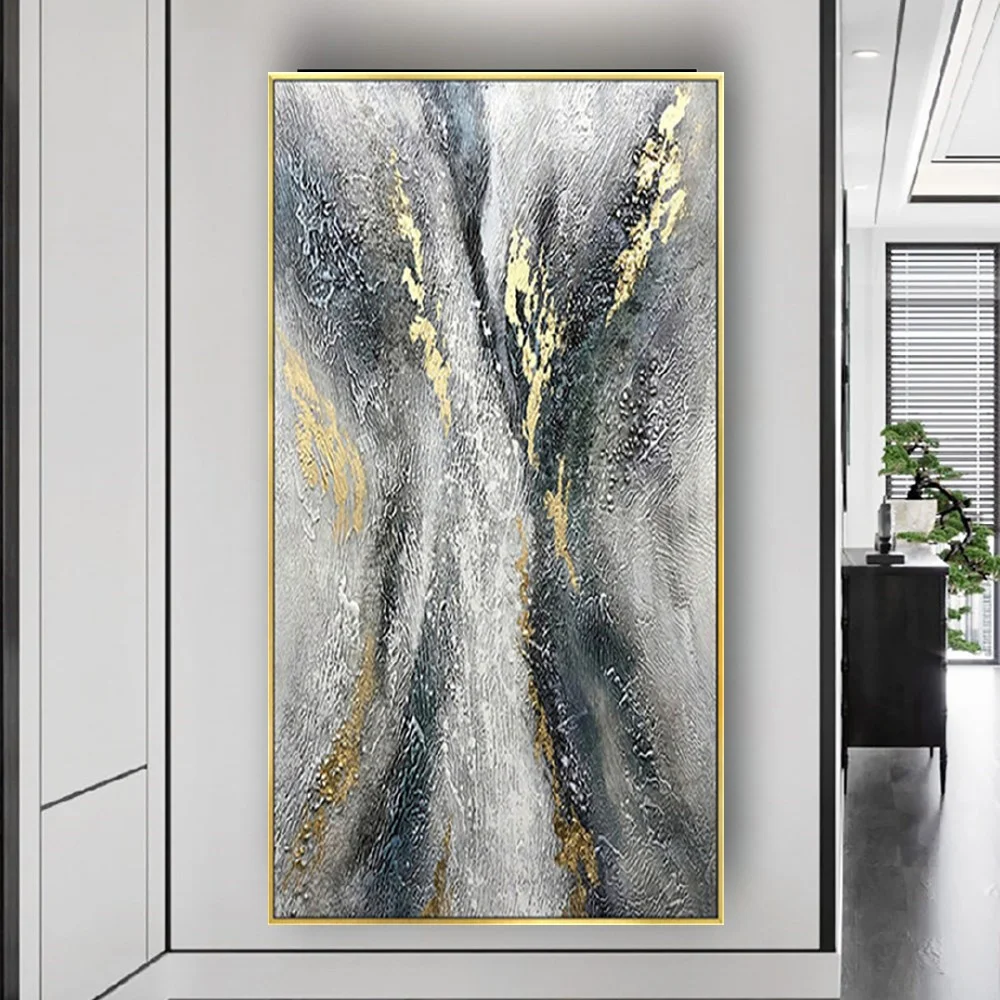 

100% Handmade Abstract Gold Black Textured Oil Painting On Canvas Modern Large Size Wall Art Artwork For Living Room Home Decor