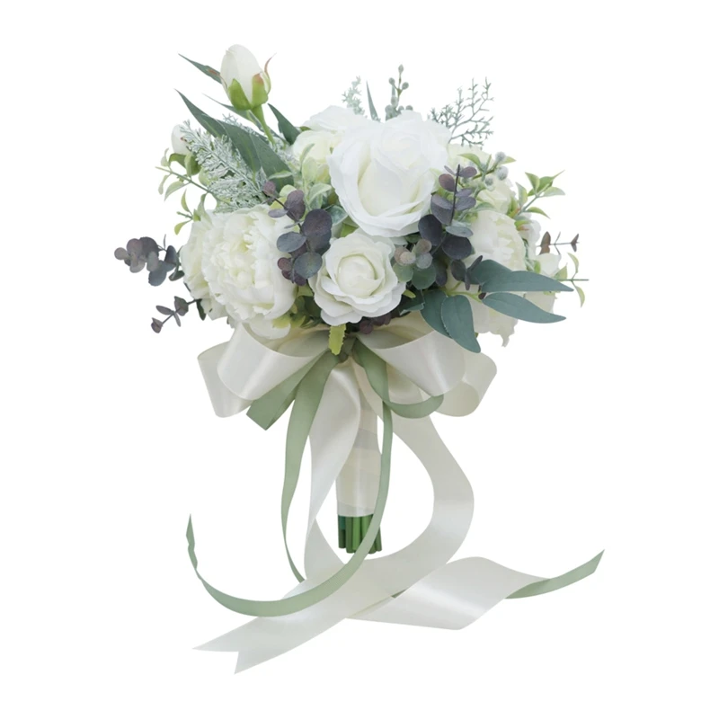 

Hand Bouquet White Simulation Silk Floral Accessories Decor Supplies for Home Bedroom Office Desktop Decor new arrival