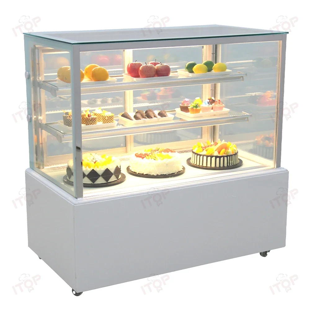 Custom 900mm Length Factory Wholesale Cake Fridge Baking Display Case Commercial Straight Cake Counter Curved Cake Cabinet