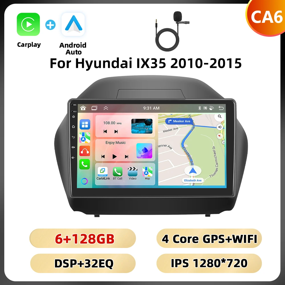 Podofo 10.1 ''Android Autoradio Voor Hyundai Ix35 2010-2015 Multimediaspeler Spiegel Link Wifi 4G Gps Android Auto Carplay Fm Rds