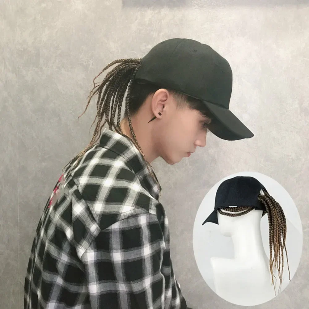 Sommer Unisex Dame Männer Baseball Kappe Hut Mit Dreadlocks Perücke Hip-Hop Punk Schmutziges Haar Geflecht Visiere Hüte – Detail 3