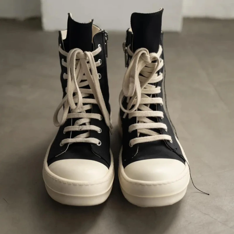Sneakers Shoes Woman Owens Men\'s Casual Shoes 2025New Lace-up Thick Bottom High Top Shoes Canvas Punk Couple Trend Shoes