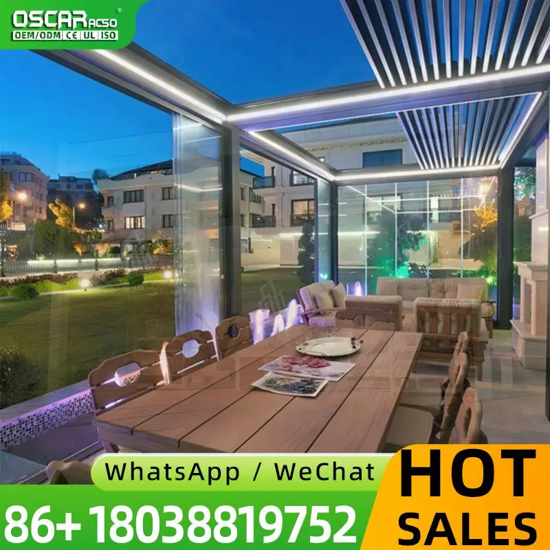 

Outdoor Aluminium Bioclimatic Canopy Gazebo Set Heat Treated Pressure Treated Wood for Garden Patio Backyard pergola