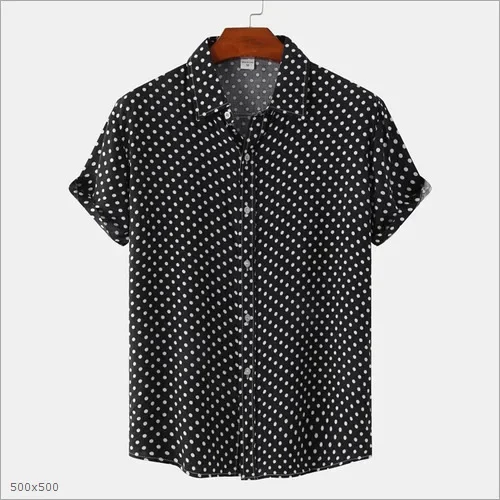 Summer Men's Shirt with Polka Dot 3D Print, Unique Abstract Color Blocking, Loose Fit, Beachwear, Suitable for Everyday Wear.