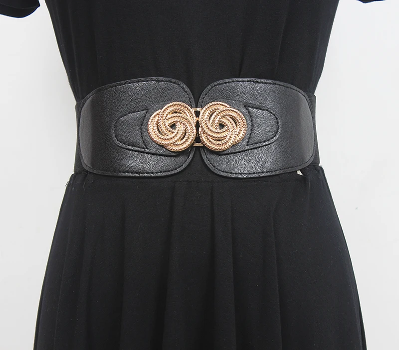 Women\'s Runway Fashion PU Leather Elastic Cummerbunds Female Dress Corsets Waistband Belts Decoration Wide Belt R476