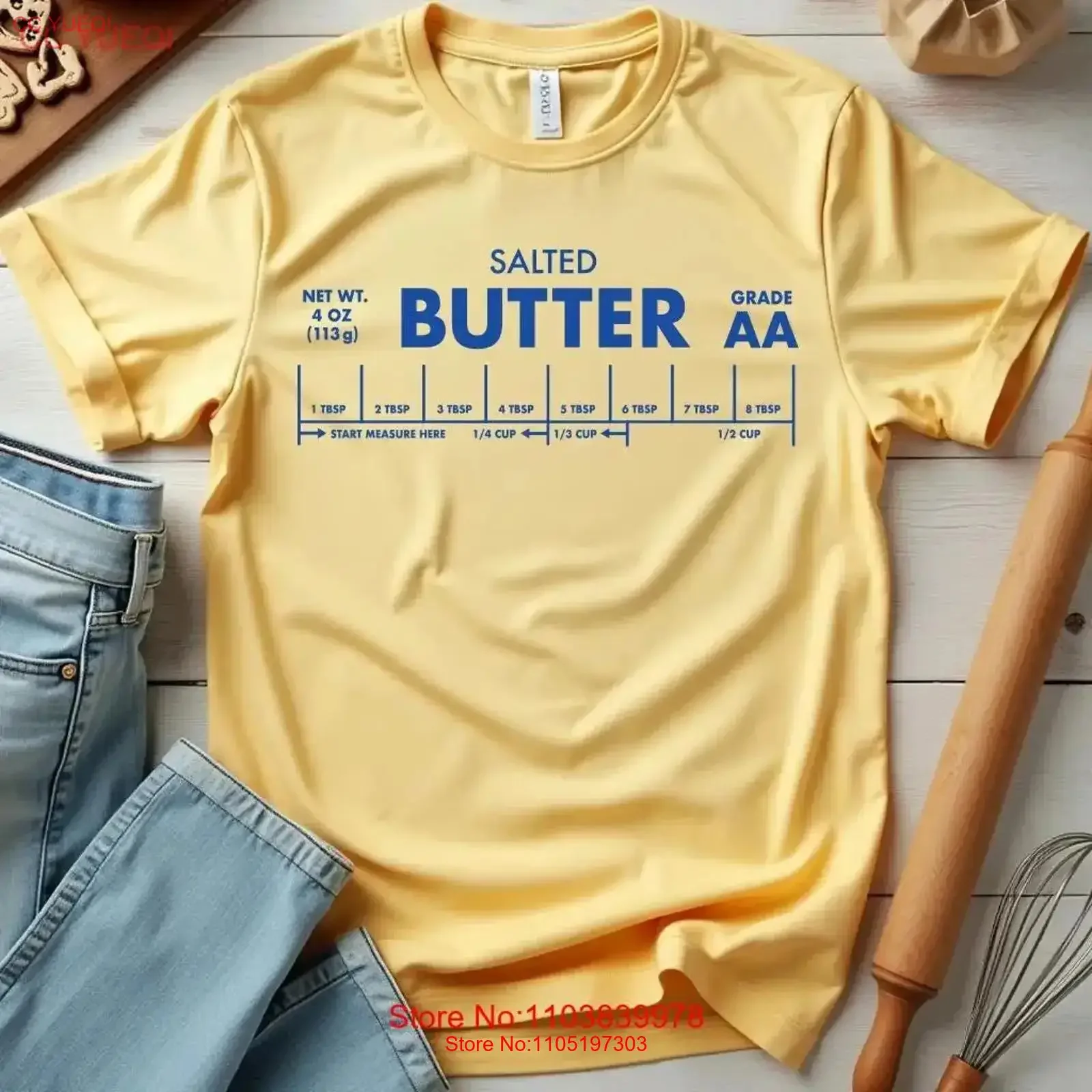 Butter T Shirt Salted Life Stick Baker Baking Measurements Margarine Cooking Chef Humor Cute Dairy vintage Washed Breathable