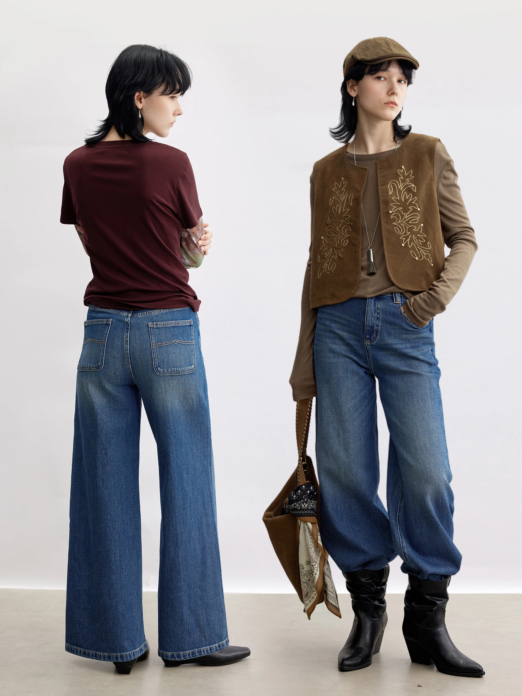 

Джинсы Dotdrobe Vintage с прямым кроем и расклешением от колена, женские, для ранней осени, синие, из денима, визуально удлиняющие ноги, повседневные, на молнии