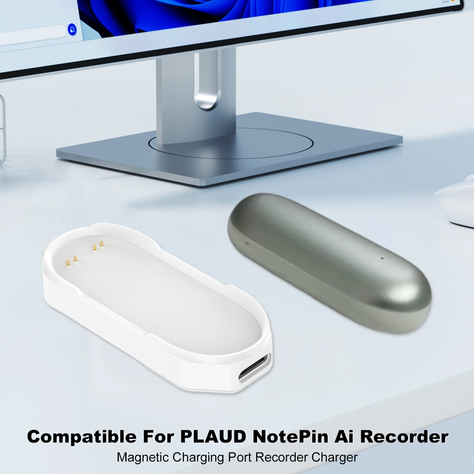 

Portable Magnetic Charging Dock Replacement Accessory Charging Base USB C Port Compatible for PLAUD NotePin AI Voice Recorder