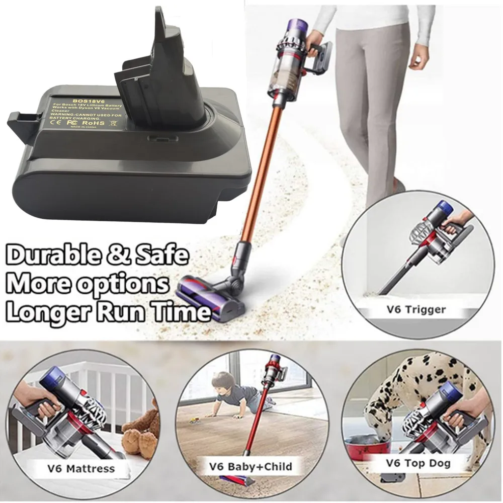 BOS18V6 محول البطارية محول لبوش 18 فولت بطارية ليثيوم أيون BAT609 BAT618 تحويل إلى ل دايسون مكنسة كهربائية V6 DC61 DC62