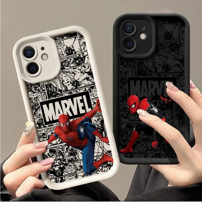 Phone Case for Apple iPhone 15 14 13 12 11 Pro Max 13 12 Mini XS XR X plus funda Shell Marvel Spiderman Comics Silicone Cover