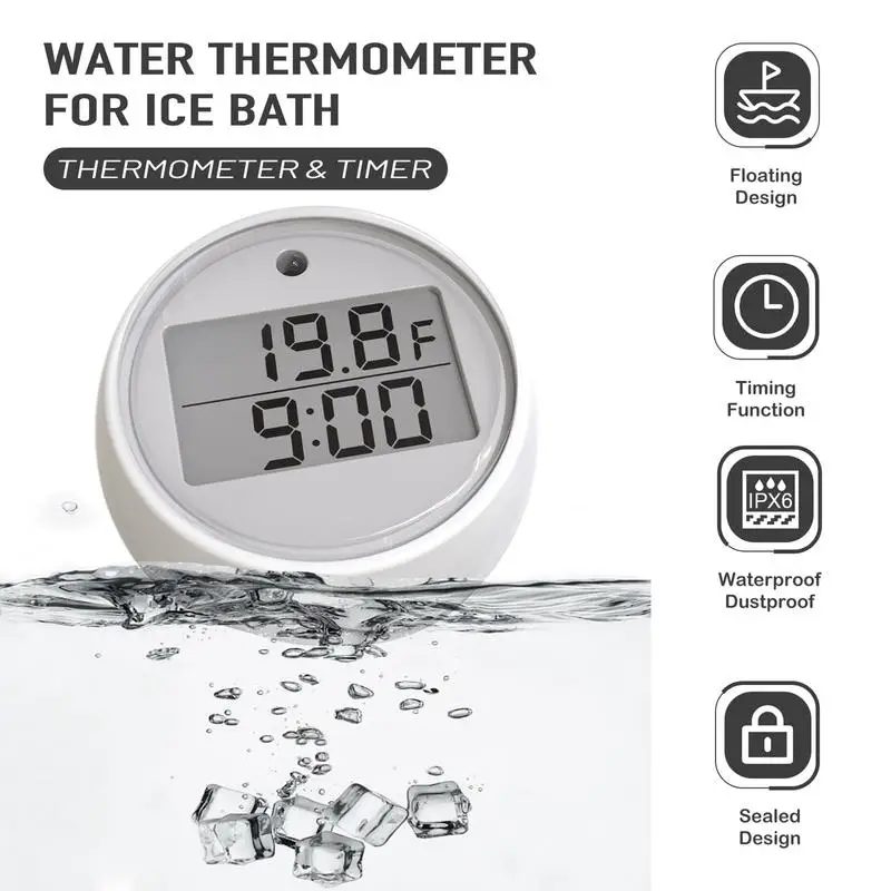 Floating Digital Ice Bath Thermometer With Accurate Temperature Readings IPX6 Waterproof LED Display Spa Pool Thermometer