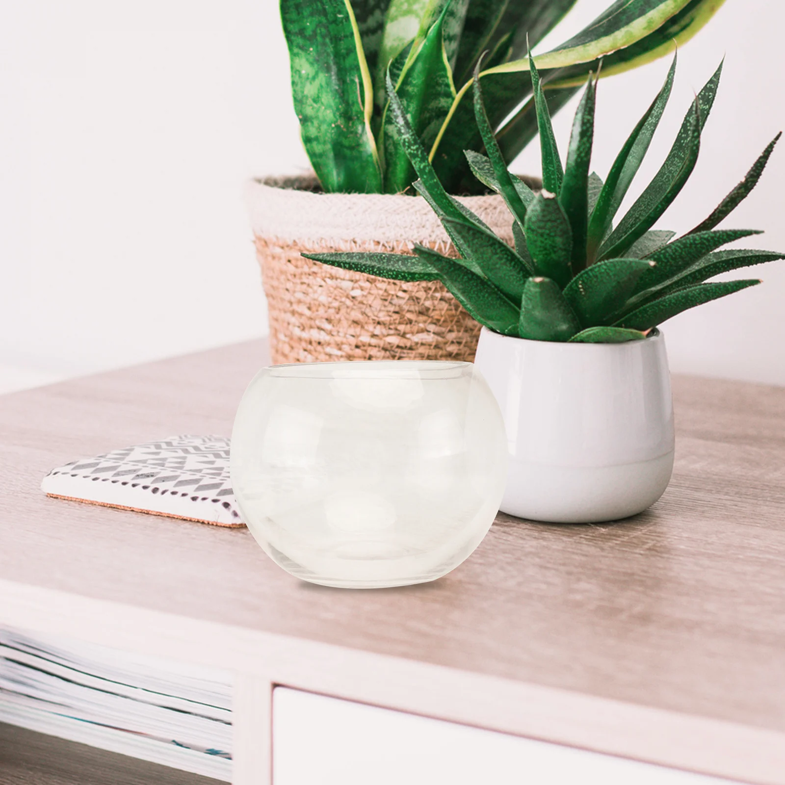 

2Pcs Transparent Glass Hydroponics Vase Creative Plant Holder Decorative Flower Vase for Home Office Hotel Desktop Decor 15cm