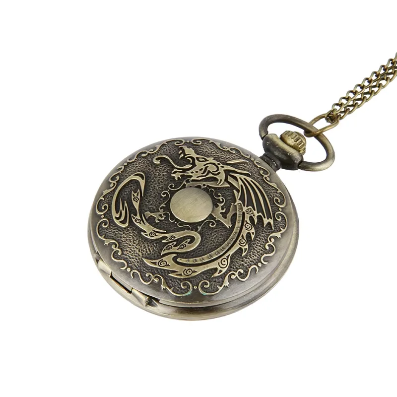 

8177Retro Copper Dead Waitress Clock Lucky Chinese Antique Chinese Dragon Brand Pocket Watch Fashion Home Decoration