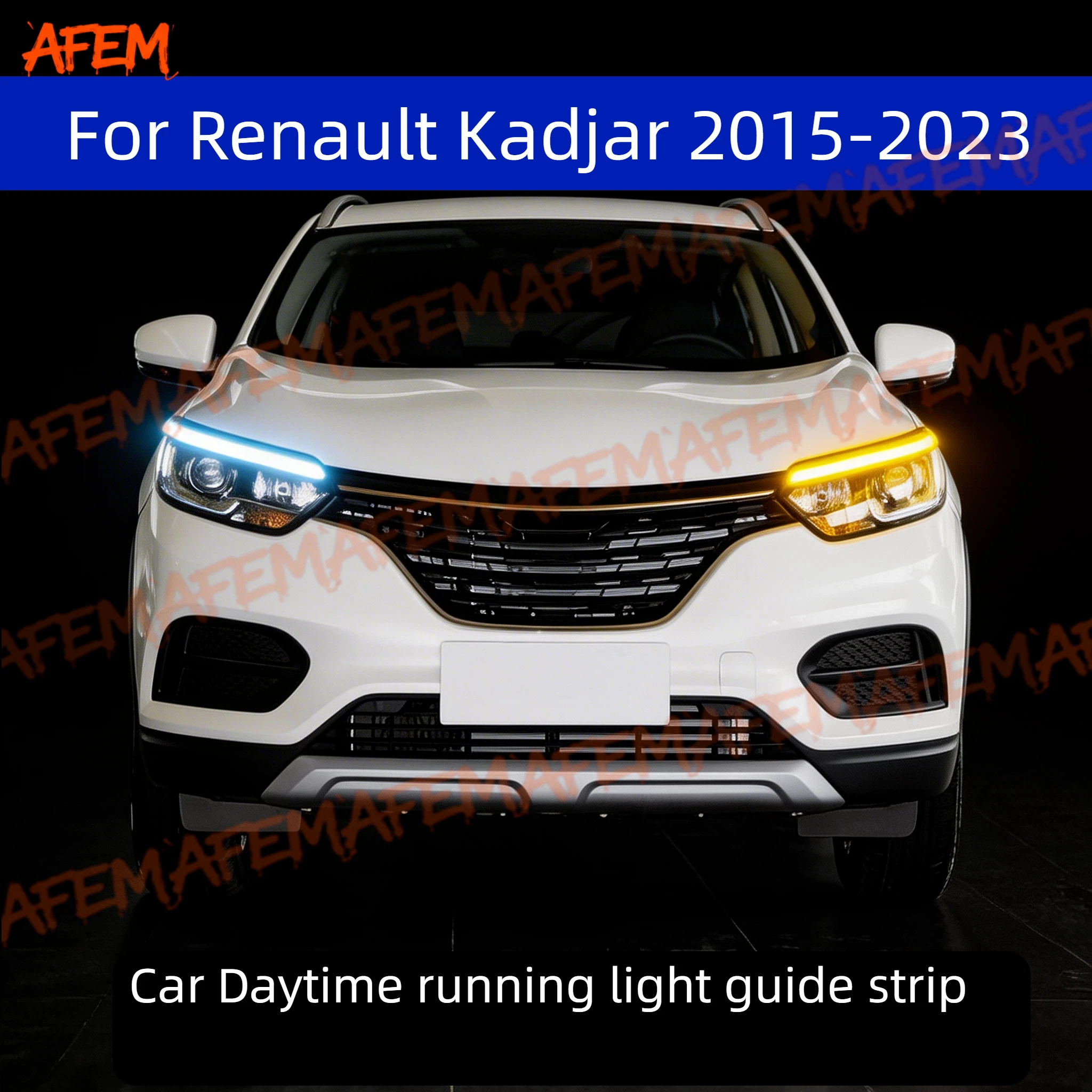 2 Stück 12V LED-Lichtleisten für Autoscheinwerfer, Tagfahrlicht, Blinker, DRL, Fahrzeugmodifikation für Renault Kadjar 2015-2023